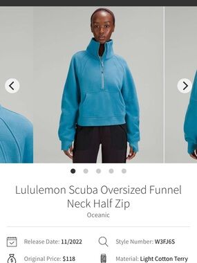 lululemon Oceanic Blue Scuba Oversized Funnel Neck Pullover
